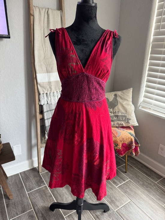 Free People Dresses & Skirts - Free People Red Tie-Shoulder V-Neck Mini Dress